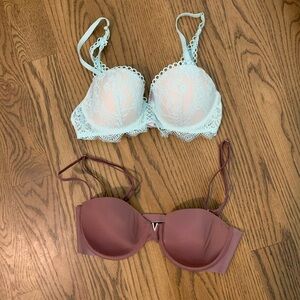 Victoria's Secret Lace and Smooth Bra Set - Mint and Mauve
